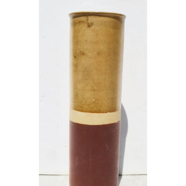 Mid 20th Century Large, Tall, Stoneware Cylinder Vase For Sale - Image 5 of 9