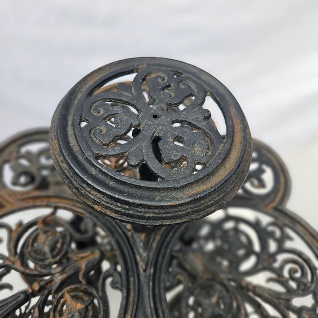 Antique Victorian-Style Cast Iron Tiered Garden Plant Stand For Sale In New York - Image 6 of 11