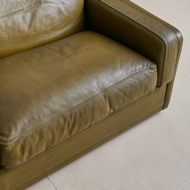 Animal Skin Vintage Italian ‘Socrates’ Olive Leather Sofa by Poltrona Frau For Sale - Image 7 of 11