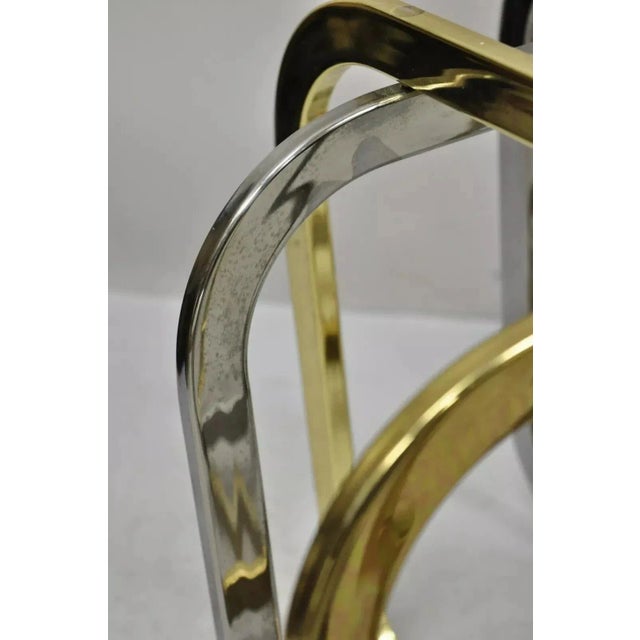 Metal Mid Century Modern Pierre Cardin Style Brass & Chrome Glass Top Coffee Table For Sale - Image 7 of 12