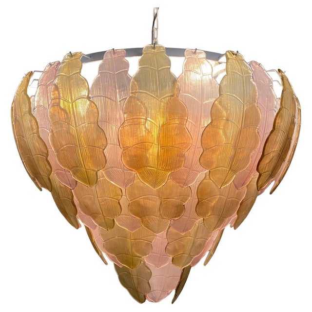Italian Art Deco Gold and Pink Murano Glass Chandelier, 2000s For Sale - Image 15 of 15