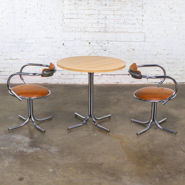 Coffee Mid to Late 20th Century Art Deco Streamline Moderne Dining Set With Round Table & 2 Chairs by Sutton Bridge For Sale - Image 8 of 18