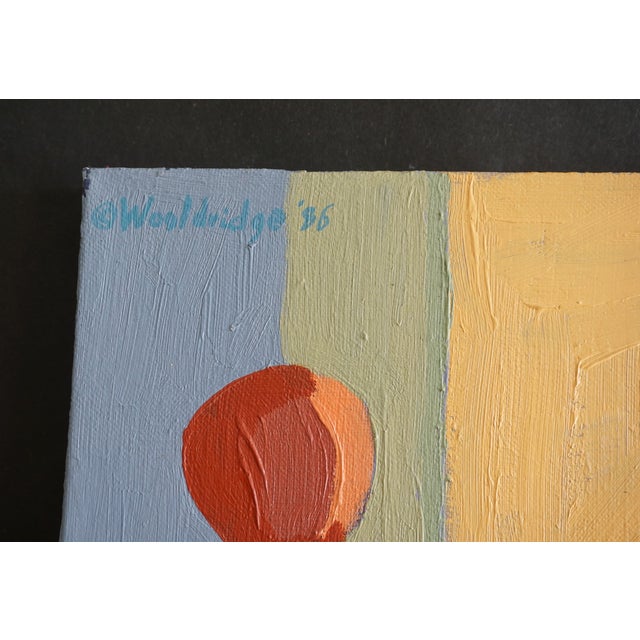 Realism Vintage 1986 Golden Tabletop Oil Painting For Sale - Image 3 of 4