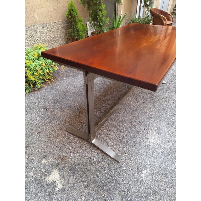 Vintage Desk Table in Wood and Chromed Metal by Gianno Moscatelli for Formanova, 1960s For Sale - Image 15 of 16