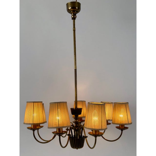 Mid-Century 8-Armed Chandelier from Vereinigte Werkstätten München, Germany, 1950s For Sale - Image 4 of 18