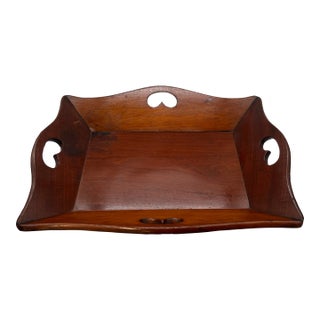 Rare Form - George III Mahogany Butler's Tray W/ Beveled Handles C. 1790 For Sale
