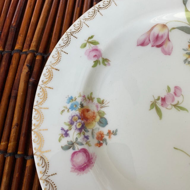 Early 1900s Rosenthal Selb Bavaria for Ovington Bros Set of 6 Hand-Painted Floral Gold Rim Plates For Sale - Image 12 of 16