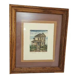 Tom Brittain Original Signed Sepia Etching Victorian House