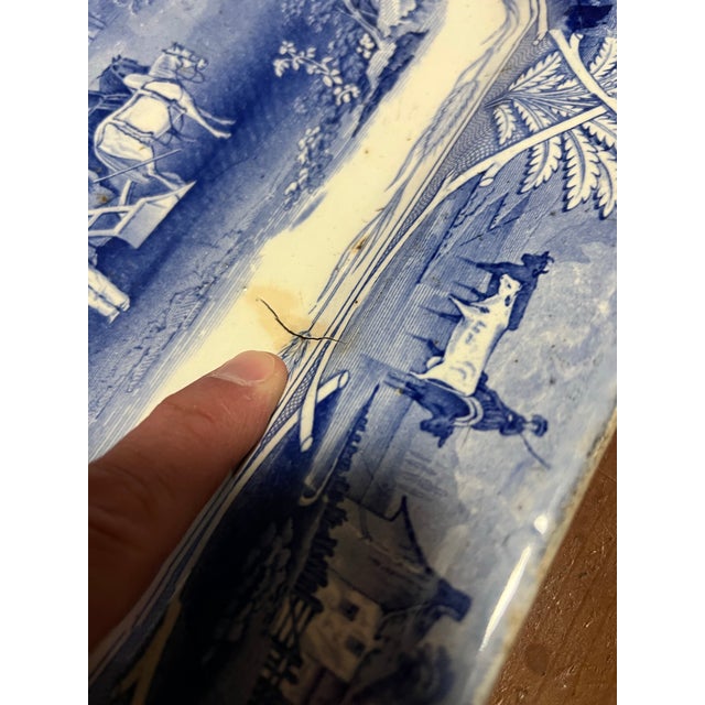 Ceramic A Very Nice Antique Staffordshire Blue Transferware " Union" Pattern Platter, 1850's For Sale - Image 7 of 12