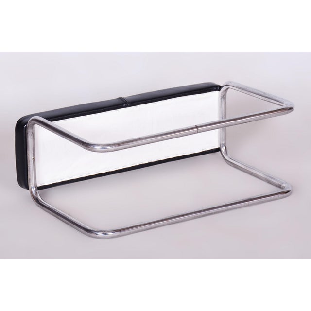 Vintage Bauhaus Stools in Chromed Steel and Italian Leather, Czech, 1930s, Set of 2 For Sale - Image 6 of 10