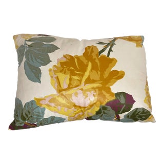 Single Yellow Rose Chintz Pillow For Sale