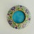 Cloisonné enamel circular box with cover and brass edges. Nice color with a white ground, forest green and navy. Blue...