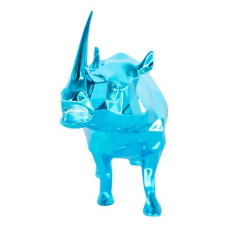Azure Resin Rhino Spirit from Richard Orlinski For Sale