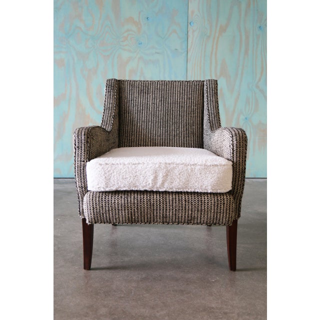 1950s Ernst Schwadron Style Black and White Wool Boucle Lounge Chair Pair For Sale - Image 13 of 16