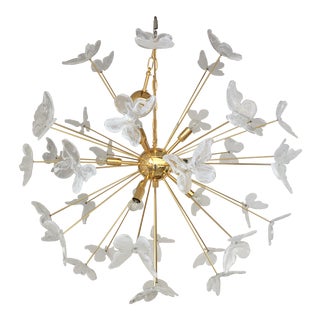 Murano Glass Italian Hand Made Gold 24k Butterfly Sputnik Chandelier For Sale