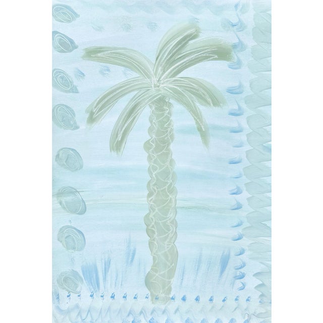 Abstract original palm tree painting unframed on watercolor paper measuring 8 inches x 11.5 inches by Charleston based...