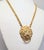 Metal Vintage 1970s Signed Accessocraft Goldtone Lion Doorknocker With Rhinestone Eyes Pendant Necklace For Sale - Image 7 of 9