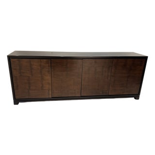 Custom Walnut & Bamboo Contemporary Sideboard / Luxury Designer Credenza For Sale