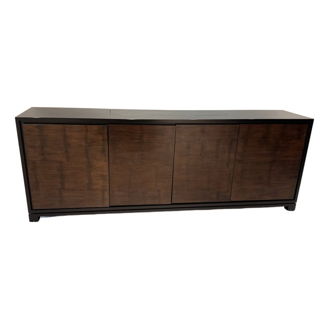 Custom Walnut & Bamboo Contemporary Sideboard / Luxury Designer Credenza For Sale