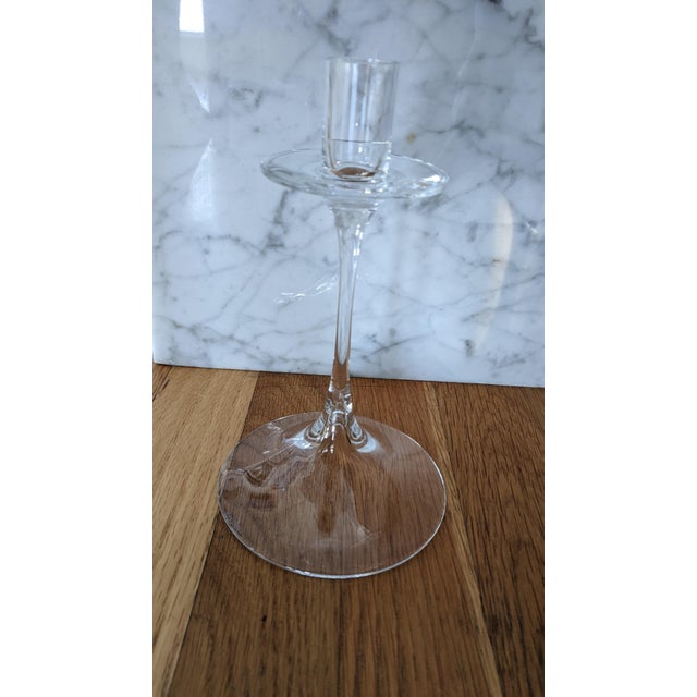 Mid-Century Modern 1980s Single Orrefors Gabriel Candlestick Candle Holder Nils Landberg Sweden For Sale - Image 3 of 8