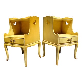 Vintage Pair French Provincial Nightstands Shabby Chic Two Tier End Tables For Sale