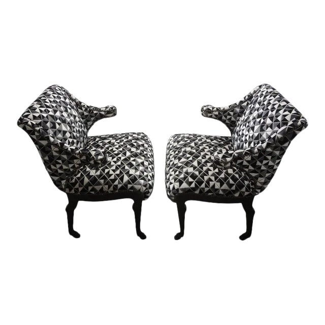 Grosfeld House Inspired Ebonized Chairs With Hoof Feet-A Pair For Sale