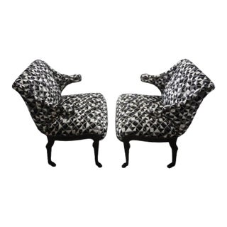 Pair of Grosfeld House Inspired Ebonized Chairs With Hoof Feet For Sale
