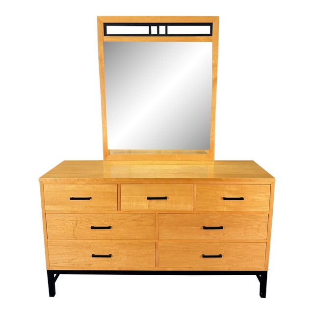 Late 20th Century Maple Dresser With Mirror For Sale