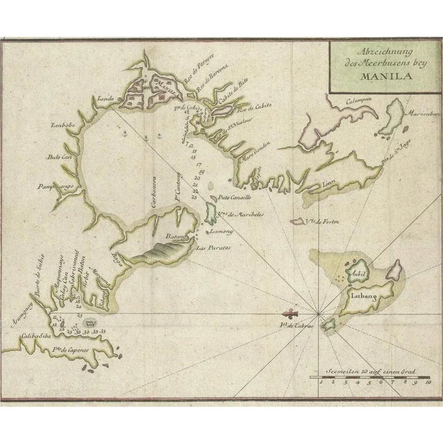 Paper Antique Map of the Bay of Manila, 1763 For Sale - Image 7 of 7