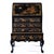 Black Lacquer Hand Painted Asian Chinoiserie Black Lacquer Secretary Writing Desk For Sale - Image 10 of 13