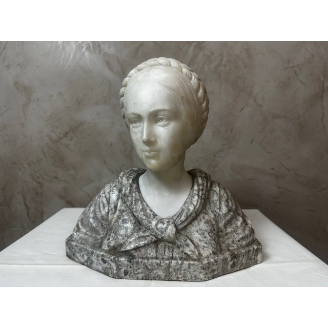 Marble Bust of a Woman by Guglielmo Pugi, 1890 For Sale - Image 11 of 11