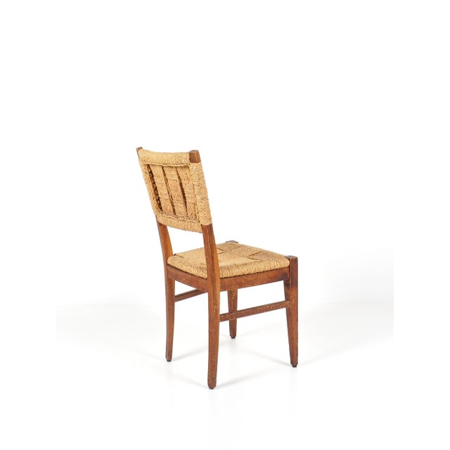 Vintage Oak and Rope Chairs by Adrien Audoux & Frida Minet, 1950, Set of 4 For Sale - Image 6 of 11