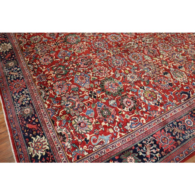 Zabihi Collection Red Large Antique Persian Mahal Rug - 10'8" x 13'5" For Sale - Image 12 of 12