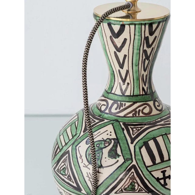 Mid-Century Modern Spanish Revival Table Lamp in Punter Green and Black Ceramic, 1970s For Sale - Image 12 of 16