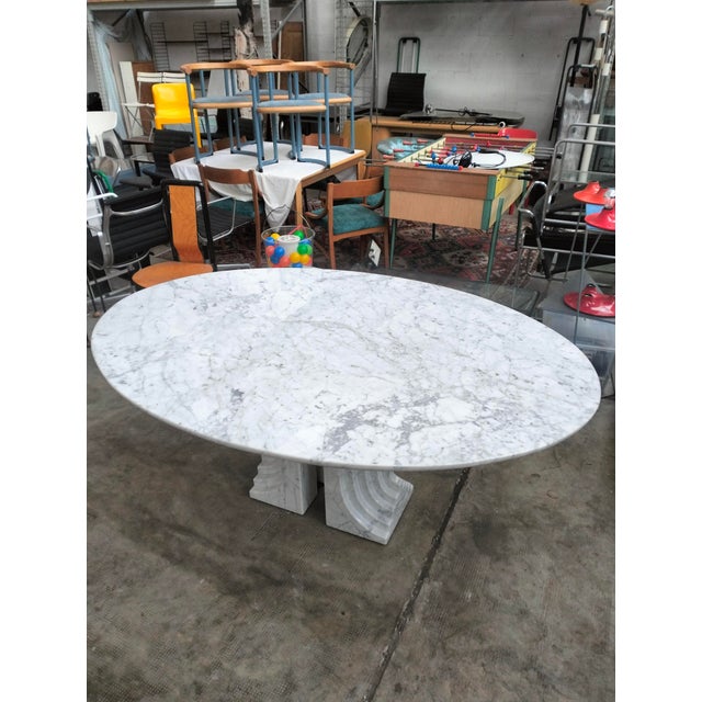 White Samo Carrara Marble Dining Table by Carlo Scarpa for Simon, 1970s For Sale - Image 8 of 12