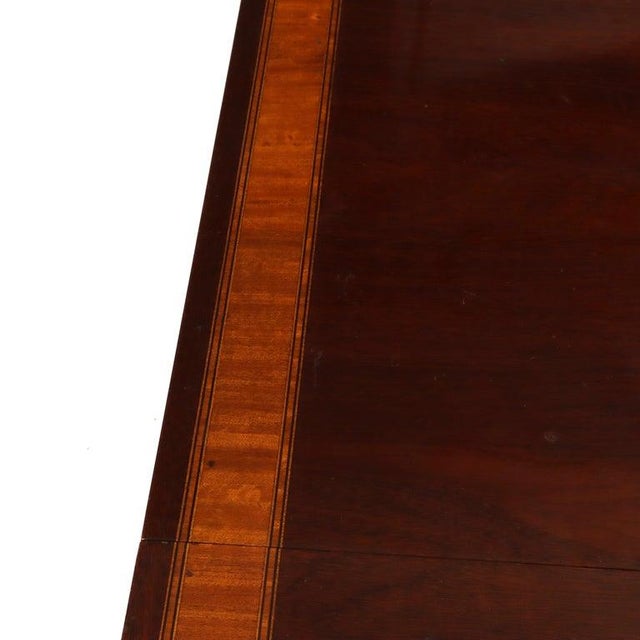 Brown Antique Pembroke Style Banded & Inlaid Mahogany Drop Leaf Table C1920 For Sale - Image 8 of 12