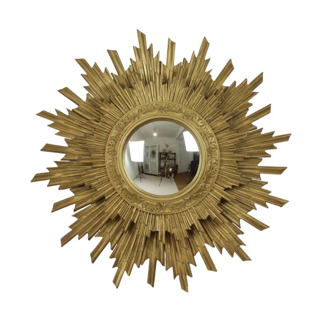 Gold Sun Mirror Two Levels Convex Mirror Sunburst, 1960s For Sale - Image 15 of 15