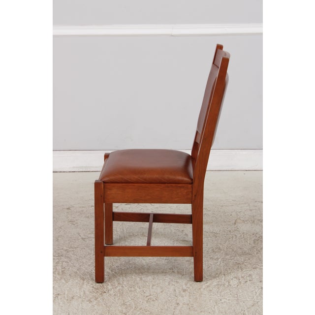 Set of 4 Stickley Mission Cherry Leather Dining Chairs For Sale - Image 13 of 18