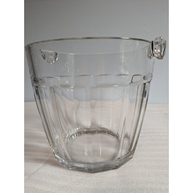 Transparent Vintage Mid-Century Clear Pressed Glass Water Pail Ice Bucket Set - 3 Pieces For Sale - Image 8 of 16
