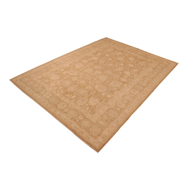 Contemporary 1990s 1990s Bohemian Sun Faded Brown/Beige Hand Knotted Wool Rug - 10'1" X 13'8" For Sale - Image 3 of 10