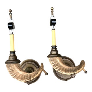 Vintage Brass Twisted Horn Wall Sconces - Pair For Sale