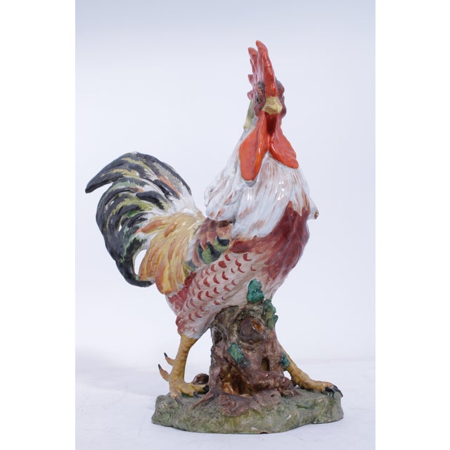 Vintage Pair of Corbet Italian Majolica Porcelain Roosters - Signed For Sale - Image 12 of 18