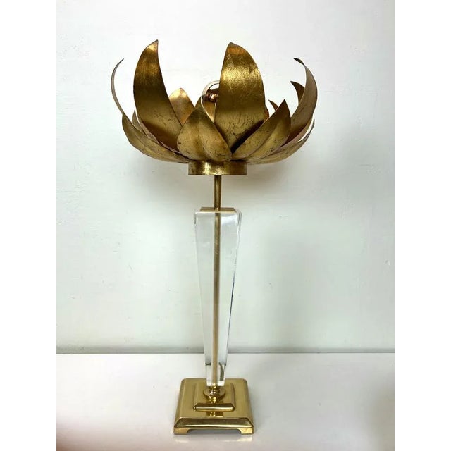 Large Acylic Glass Lotus Flower Table Lamp from from Sölken Leuchten, 1970s For Sale - Image 13 of 13