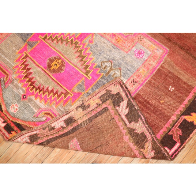 Red Vintage Zabihi Rug Collection Funky Turkish Gallery Rug - 6'3" x 10'10" For Sale - Image 8 of 12