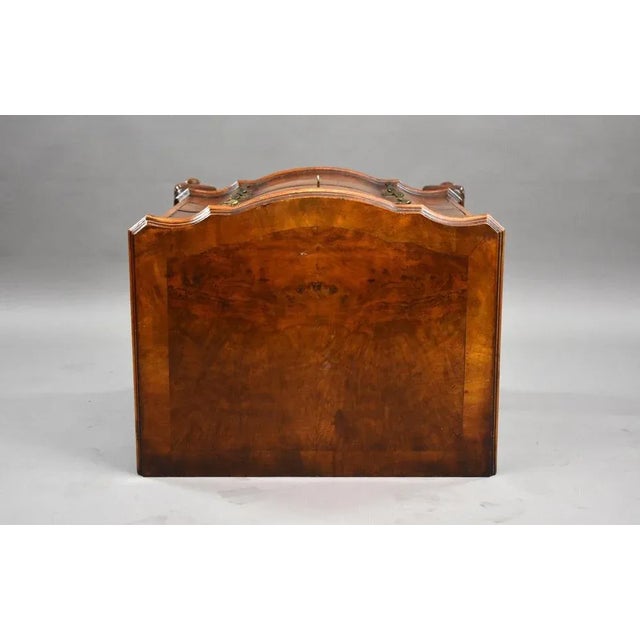 1920s Antique Burr Walnut Serpentine Chest of Drawers, 1920s For Sale - Image 5 of 7