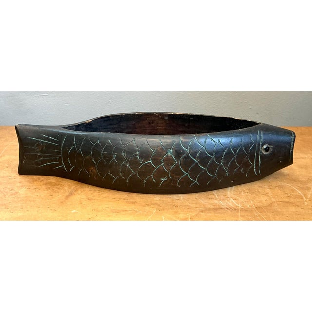 Vintage Carved Wood Fish Bowl For Sale In West Palm - Image 6 of 12