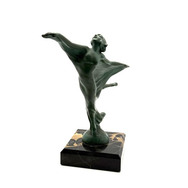 Max Le Verrier, Art Deco Lenvol Sculpture, 1930s, Bronze on Marble Base For Sale - Image 9 of 9