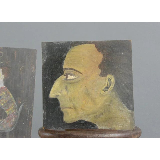 Mid-Century Modern Modernist Paintings, 1940s, Oil on Board, Set of 2 For Sale - Image 3 of 10