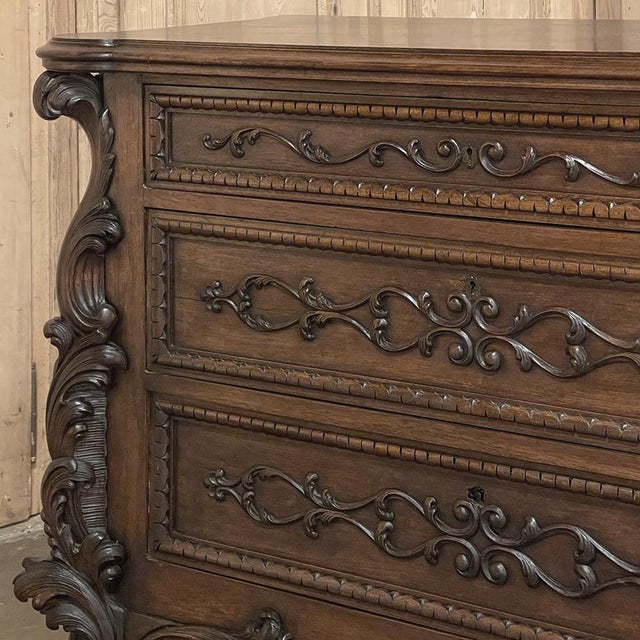 Antique Italian Rococo Revival Hand Carved Walnut Commode For Sale - Image 13 of 18
