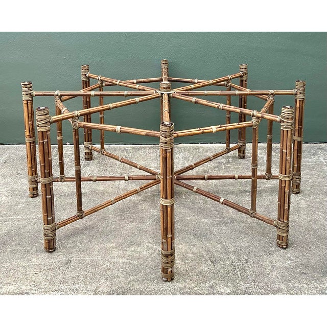 Vintage Bundled Rattan Dining Table Pedestal After McGuire For Sale - Image 12 of 12